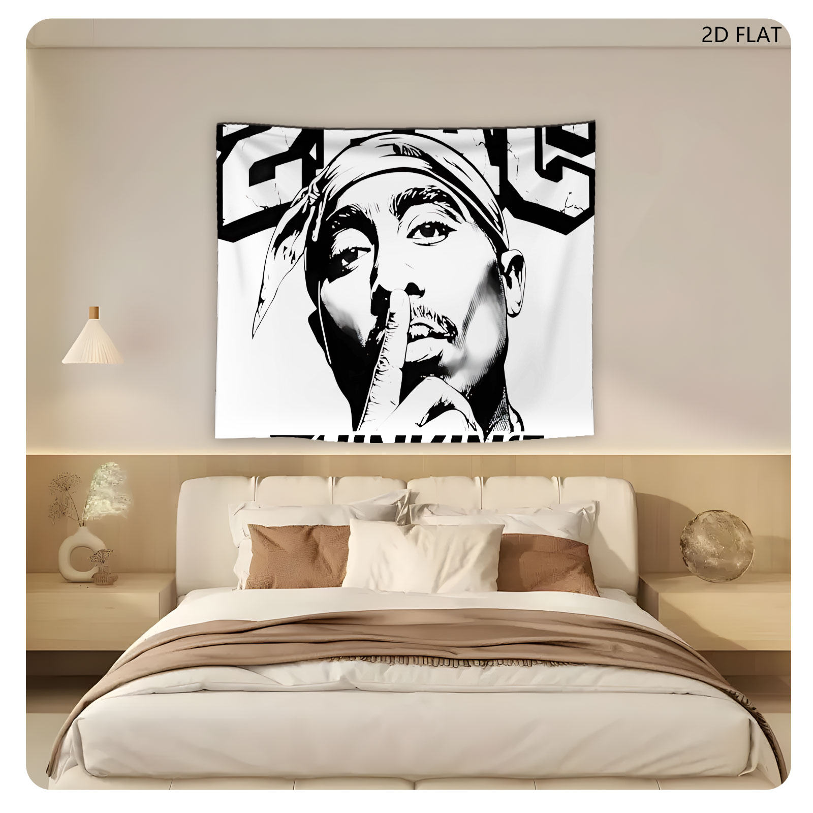2Pac Thinking: Tupac Shakur Portrait - Tapestry