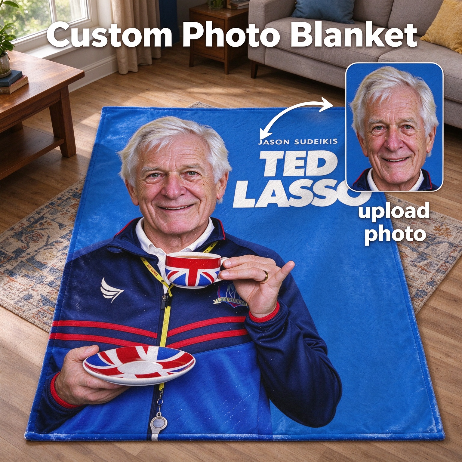 Custom Face Photo Blanket, Personalized Soft Flannel Fleece Throw, Ideal Cozy Gift for Bed and Couch
