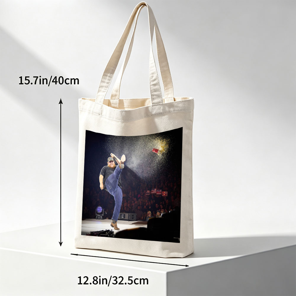 Luke Combs Kicks Can of Confetti on Stage During High-Energy Performance - Canvas tote bags