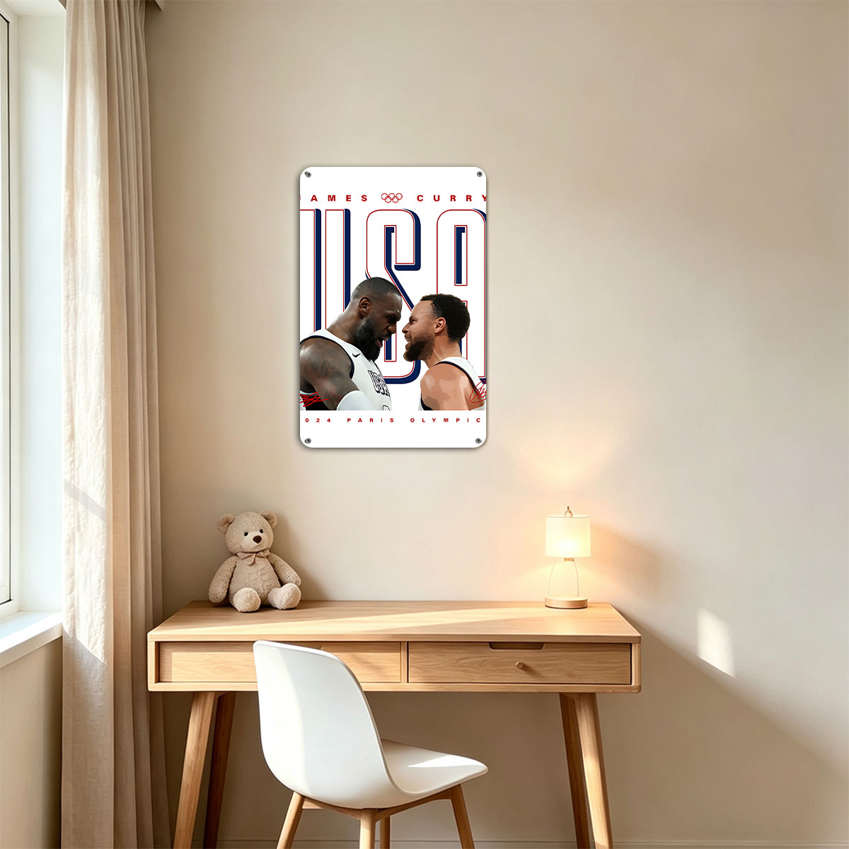 James and Curry: USA Basketball Stars at 2024 Paris Olympics - painting