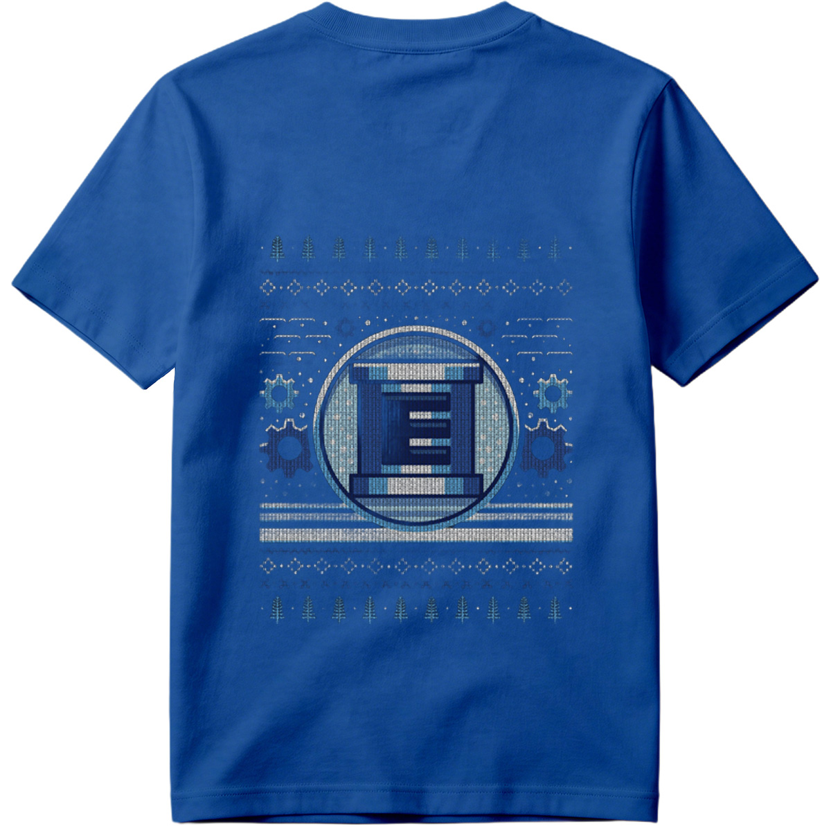 Pixel Winter Emblem: Column & Gears Holiday Design - Tee