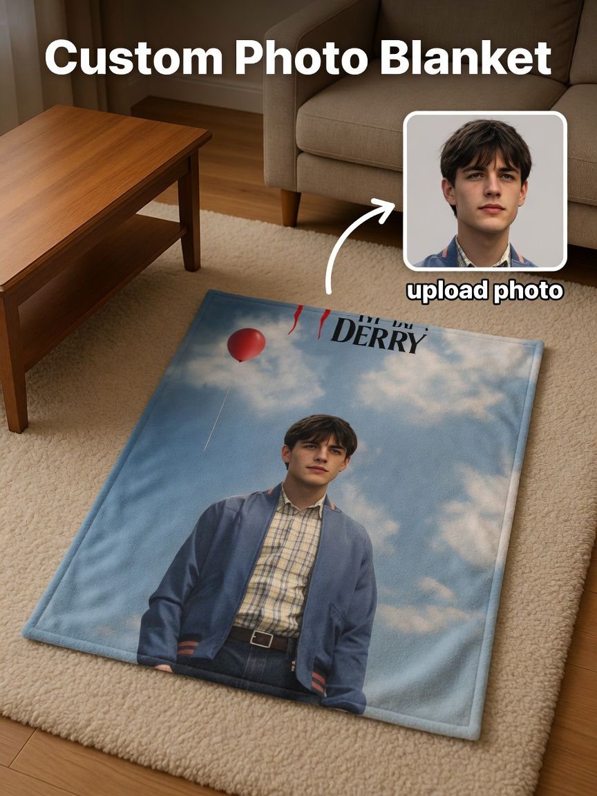 Custom Photo Flannel Throw Blanket Personalized Portrait Fleece Cover for Bed Sofa Couch