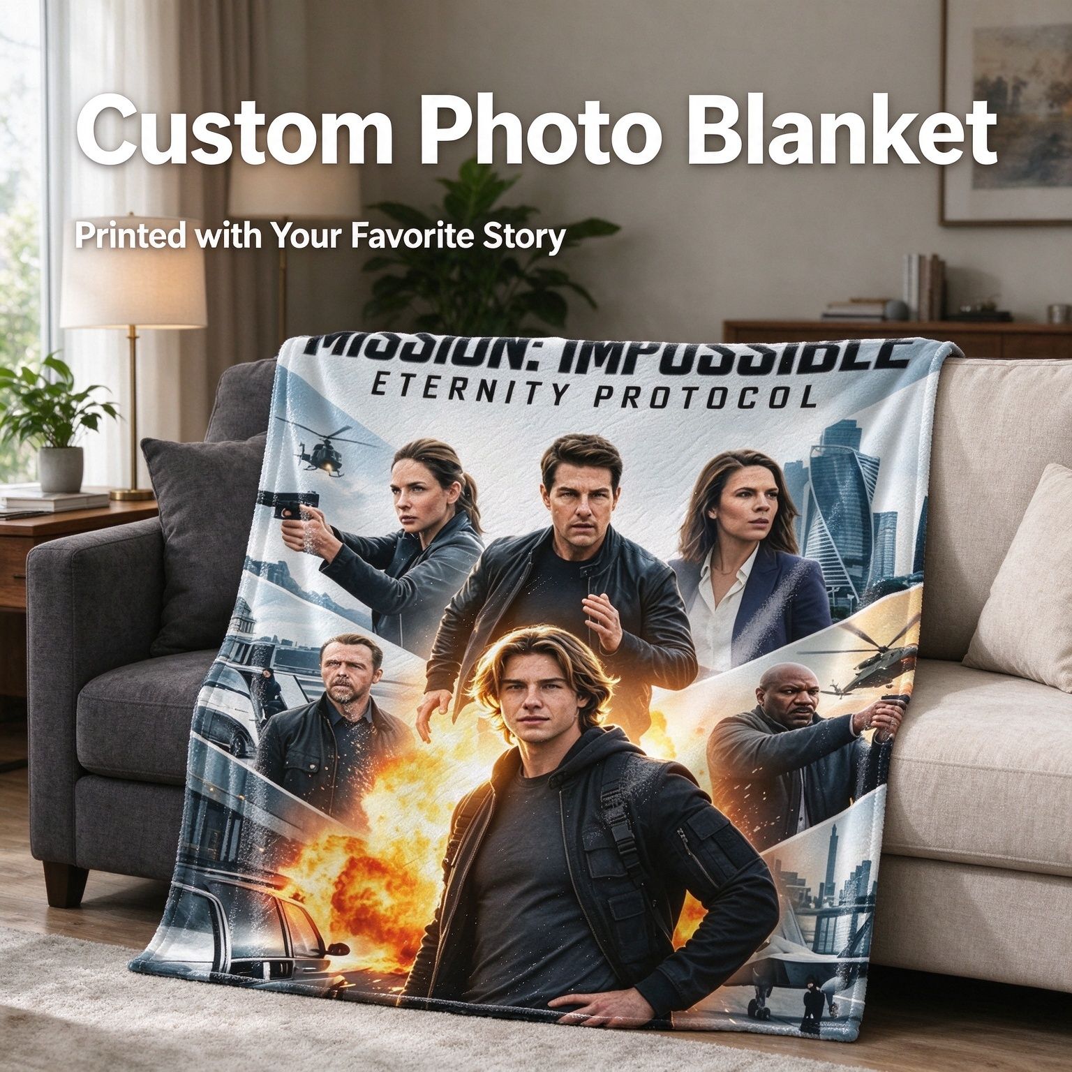 Custom Photo Face Flannel Blanket Personalized Movie Poster Throw Warm Anti Pilling Plush Fleece Bed Couch Cover Ideal