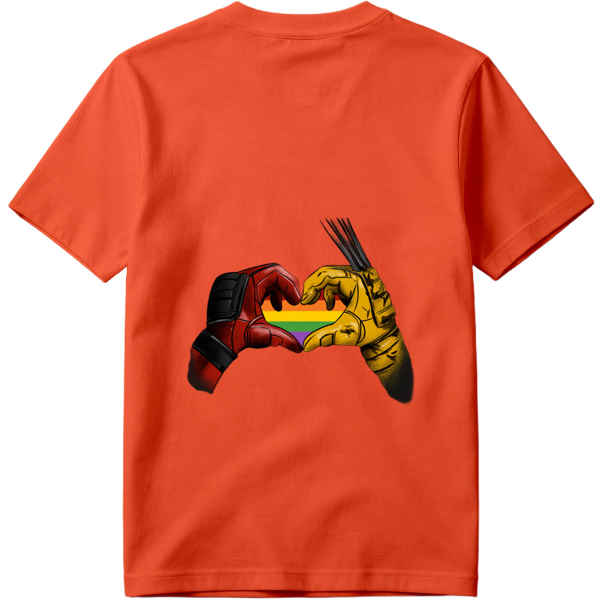 Deadpool and Wolverine Form a Rainbow Heart - Tee