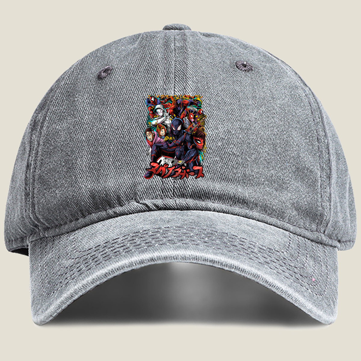 Spider-Verse: Miles Morales, Gwen Stacy, Peter Parker, and the Spider-Family - Washed Denim - Baseball Cap