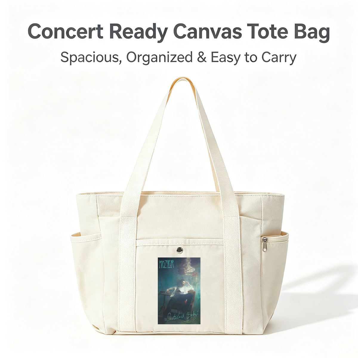 Hozier Underwater Scene with Man in Chair Reading Books and Flowers Floating - Multi-pocket bags
