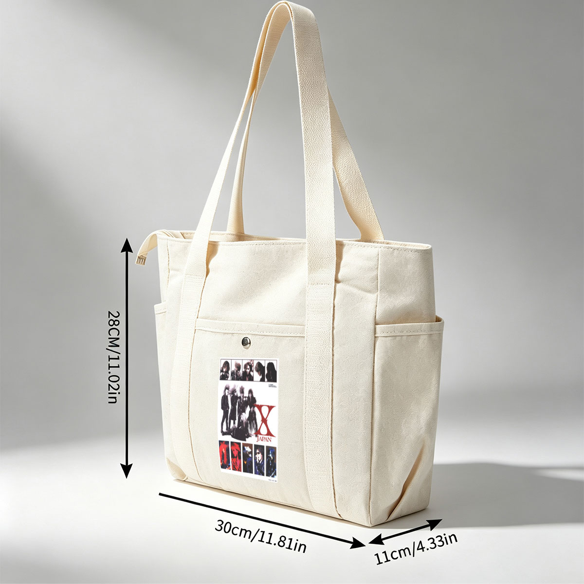 X Japan Band Members in Dramatic Pose with Intense Expressions and Gothic Rock Style - Multi-pocket bags