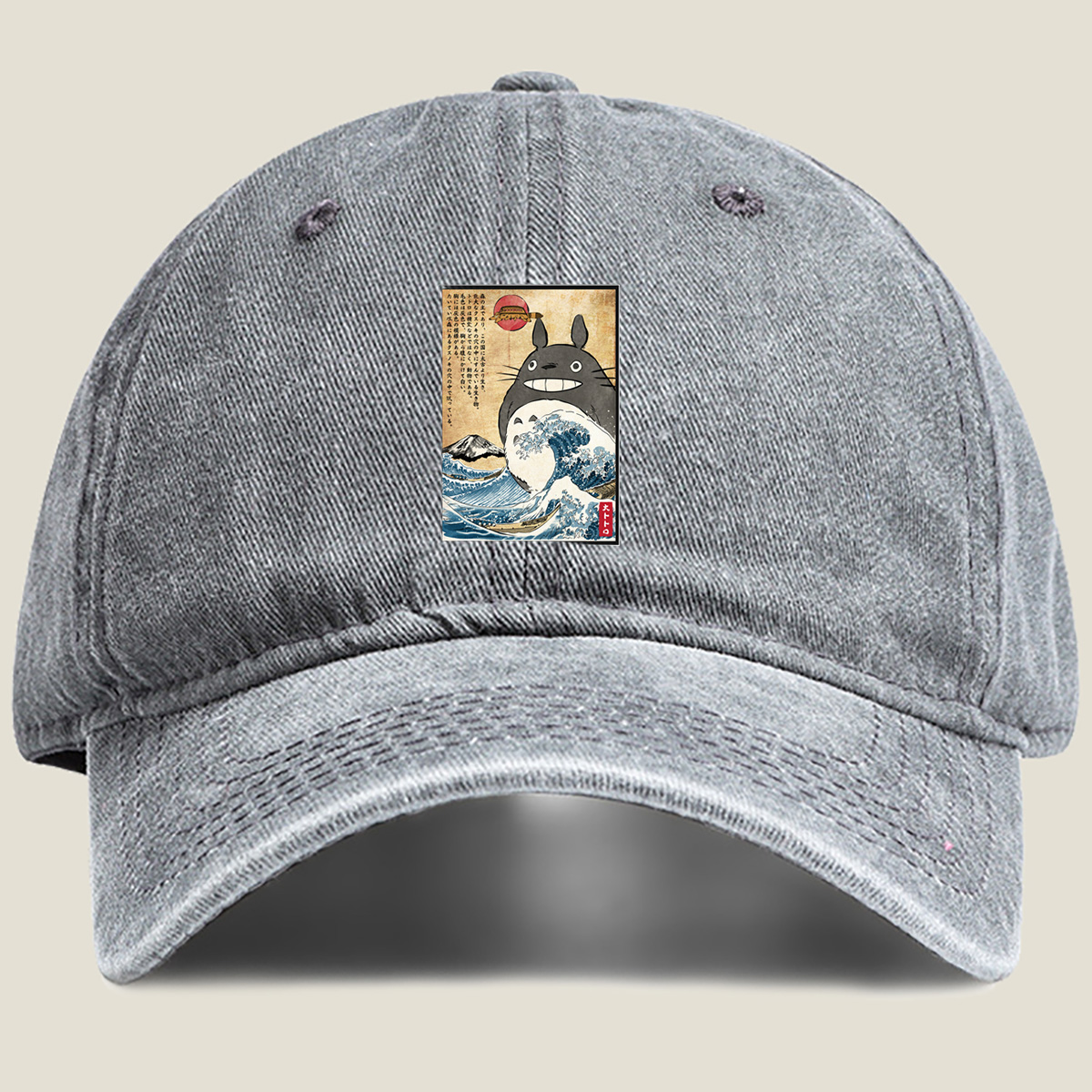 Totoro and the Great Wave - Washed Denim - Baseball Cap