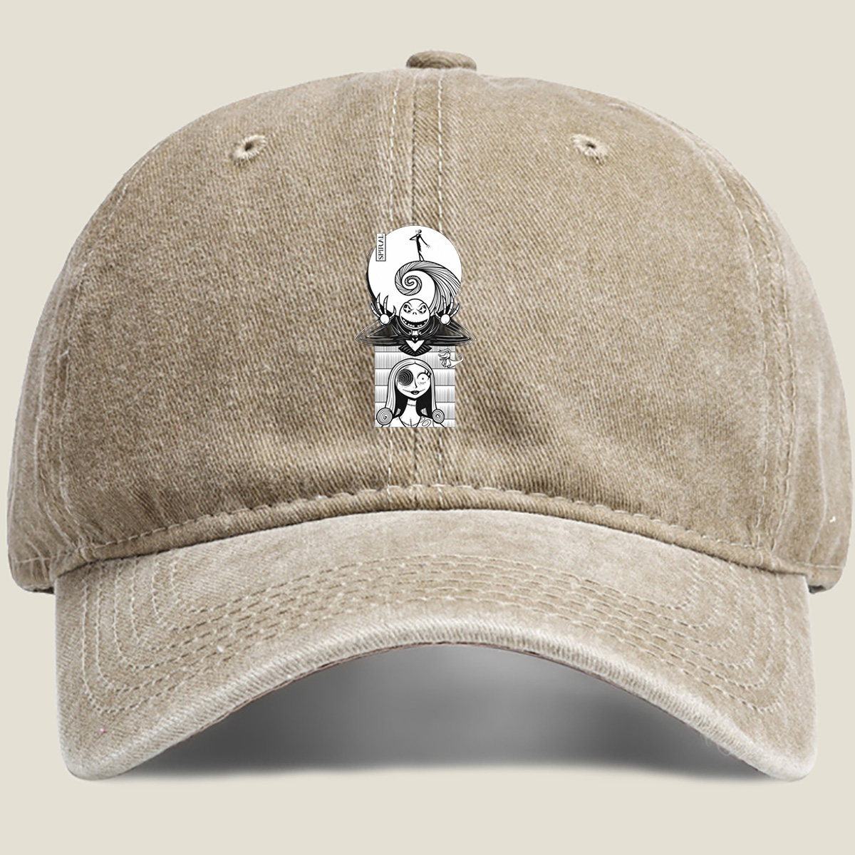 The Nightmare Before Christmas: Jack Skellington and Sally Spiral Art - Washed Denim - Baseball Cap