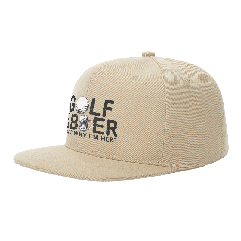 Flat Brim Baseball Cap Golf and Beer That's Why I'm Here Streetwear Underground Skate Style for Basketball Court Street Skate Park Wear by Skaters Rappers Urban Players