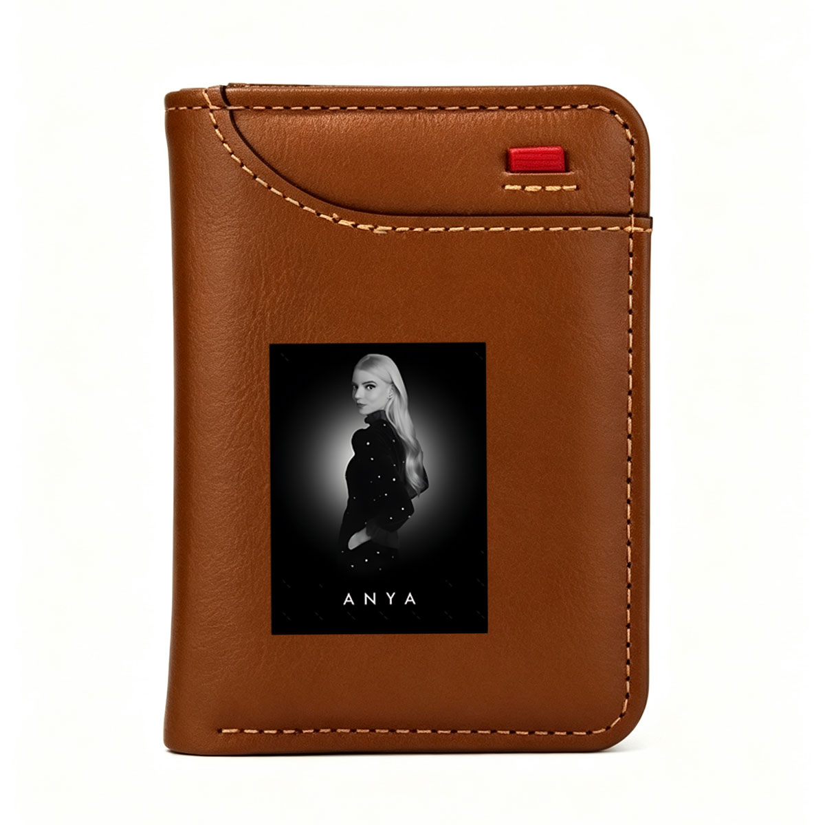 Anya Taylor-Joy in a striking black-and-white portrait, showcasing elegance and poise. - Vertical Style Wallet