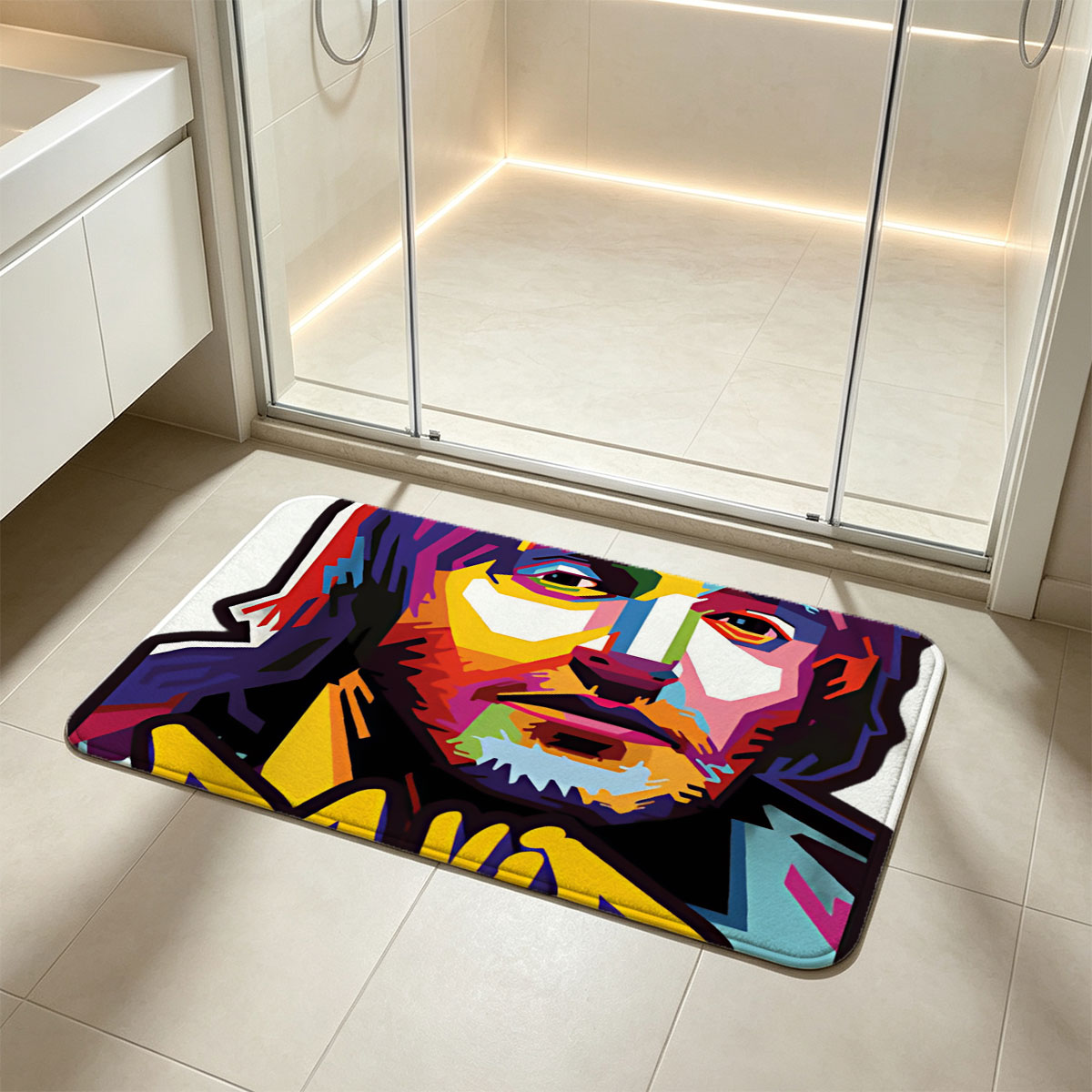 David Guetta Colorful Portrait Art - Flannel floor mat