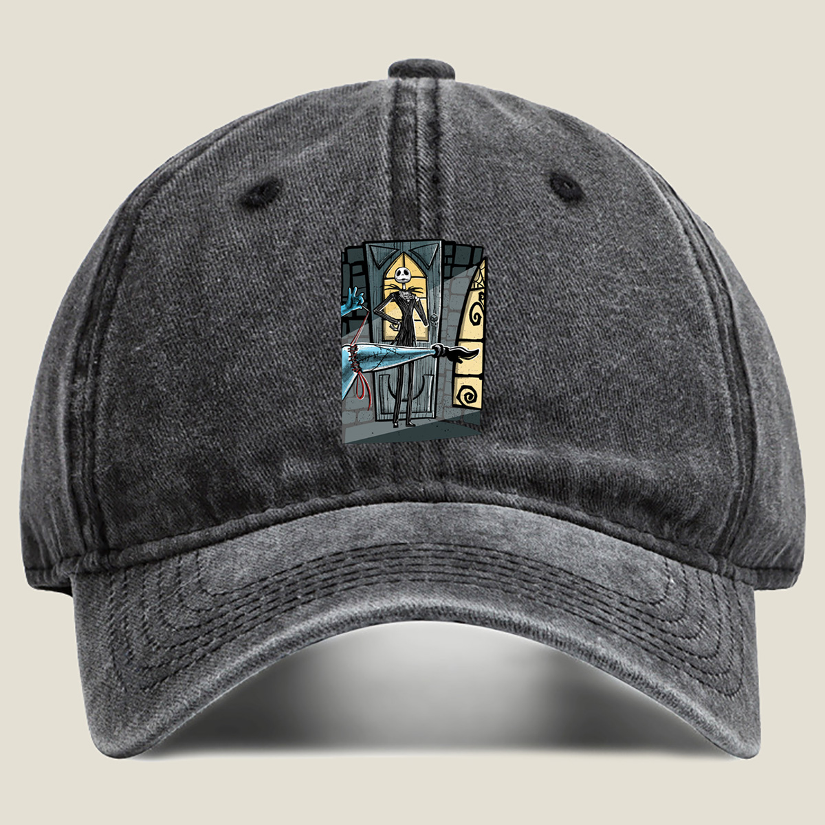 The Nightmare Before Christmas - Jack Skellington and Sally - Washed Denim - Baseball Cap