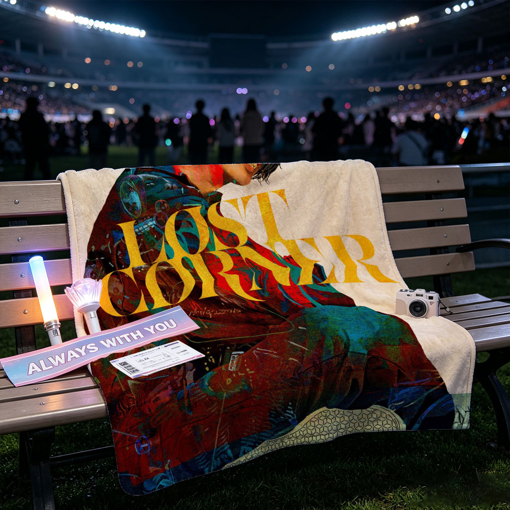 Lost Corner Band in Urban Scene with Graffiti-Style Art and Directional Sign - Blankets