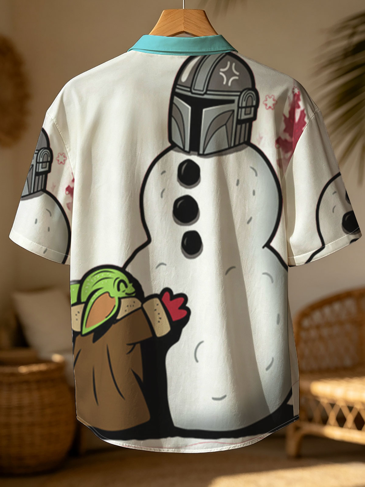 Baby Yoda Builds a Snowman with Mandalorian Helmet -  Shirt