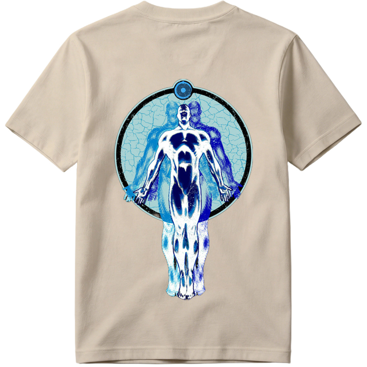 Blue Human Figure in Circular Frame - Tee