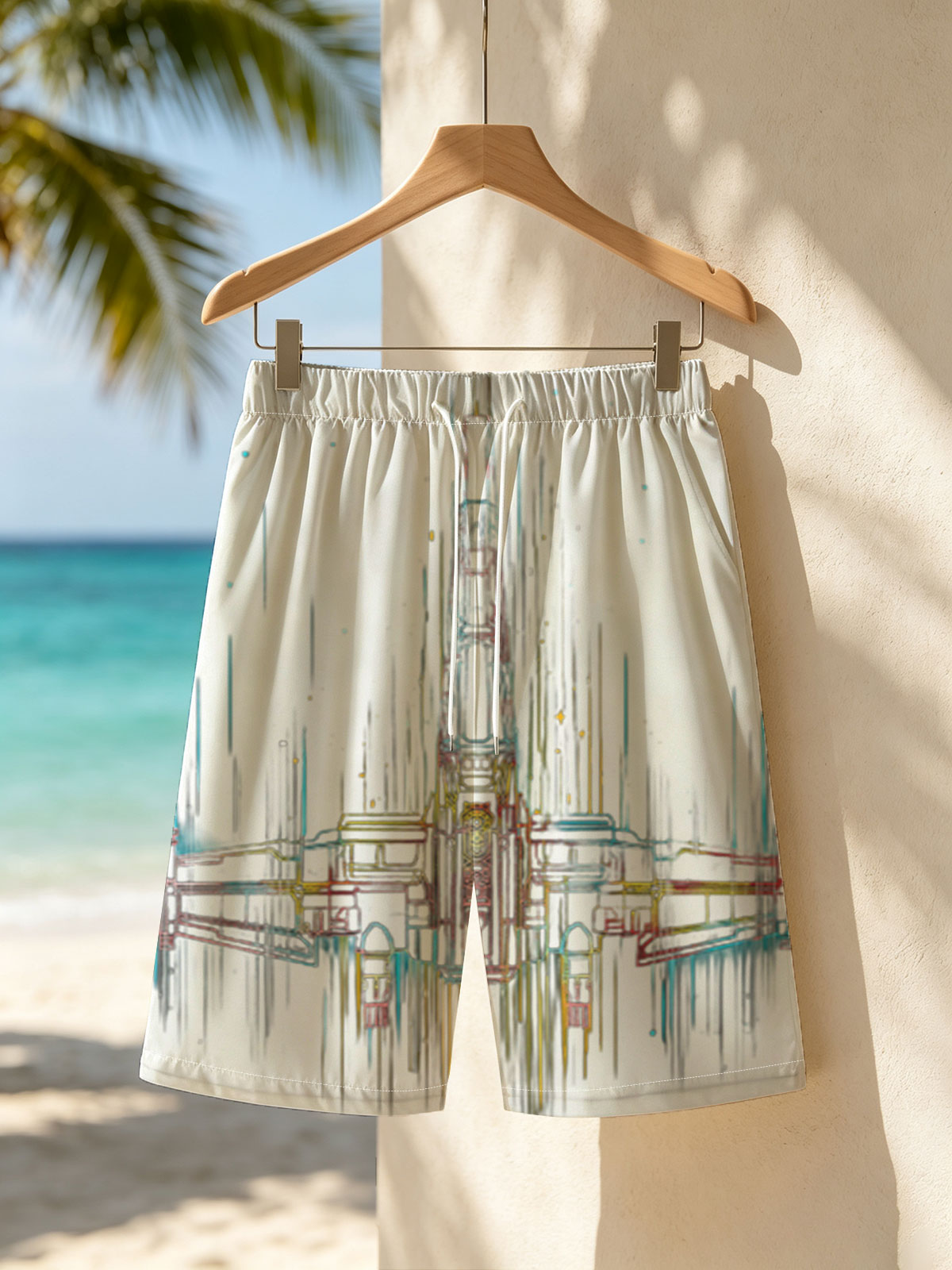 X-Wing Fighter in Neon Glow: Star Wars Iconic Spacecraft Art -  Beach shorts