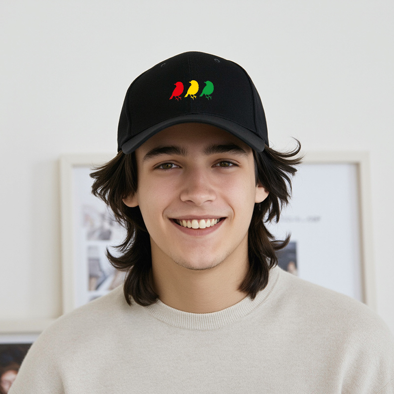 1pc New Baseball Cap with Colorful Birds Print and Text Design Unisex Adjustable Hat for Outdoor Activities and Casual Wear Suitable for Adults and Teens