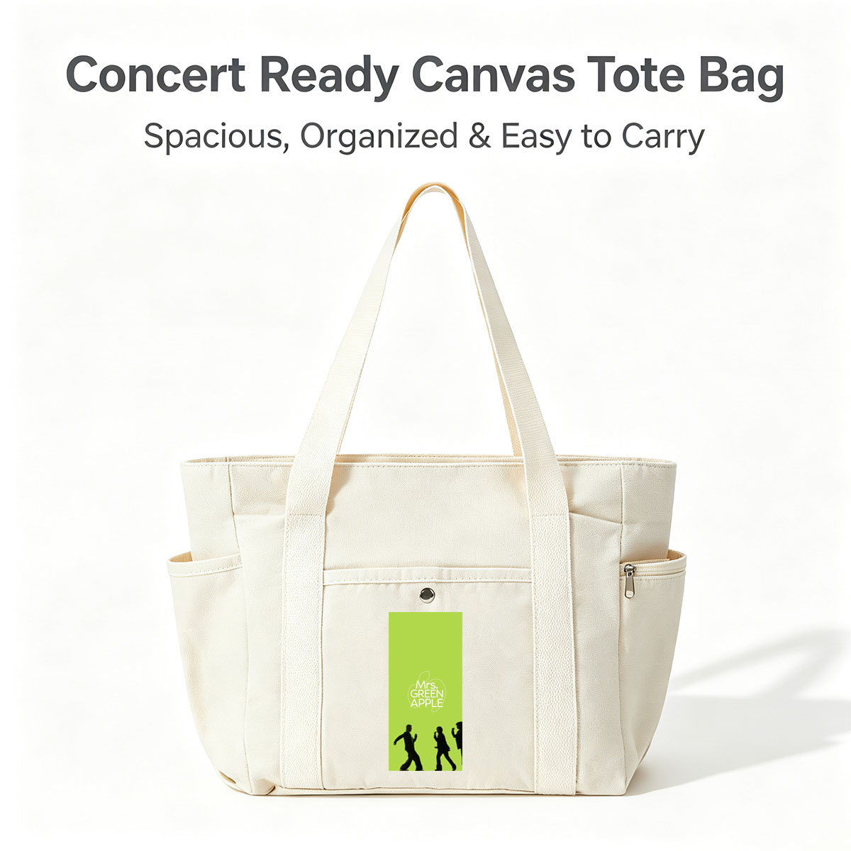 Mrs. GREEN APPLE Band Members Silhouettes Walking on Green Background - Multi-pocket bags