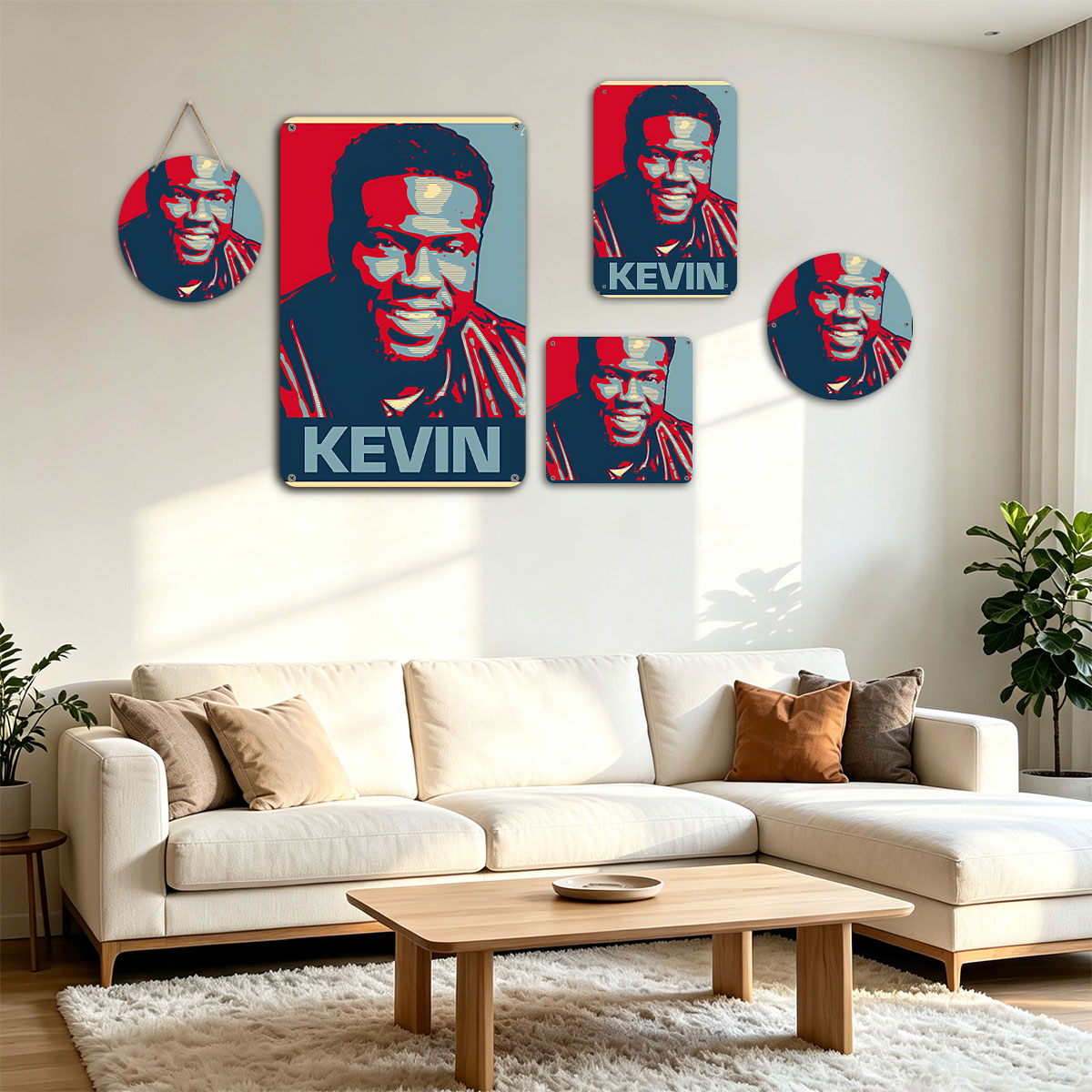 Kevin: A Bold Portrait in Red, Blue, and Gray - painting