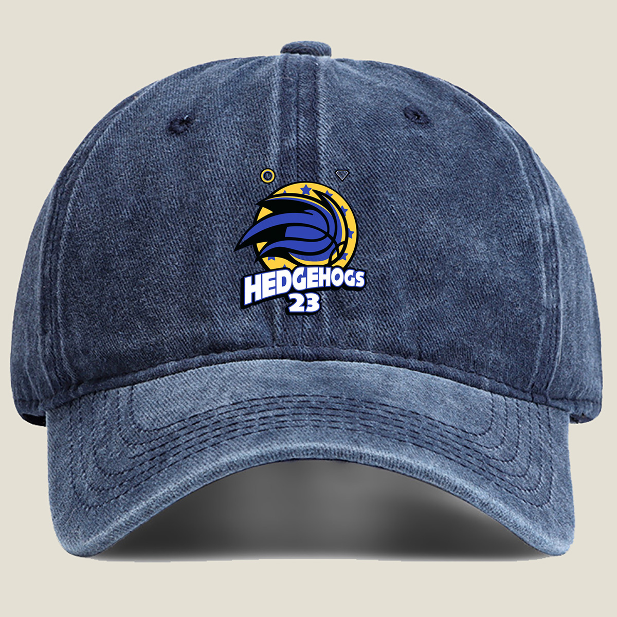 Hedgehogs 23 Logo Design - Washed Denim - Baseball Cap