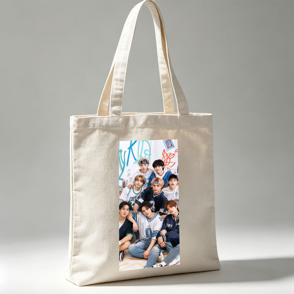 ENHYPEN Group Photo in Casual Sportswear Pose Together on Colorful Background - Canvas tote bags