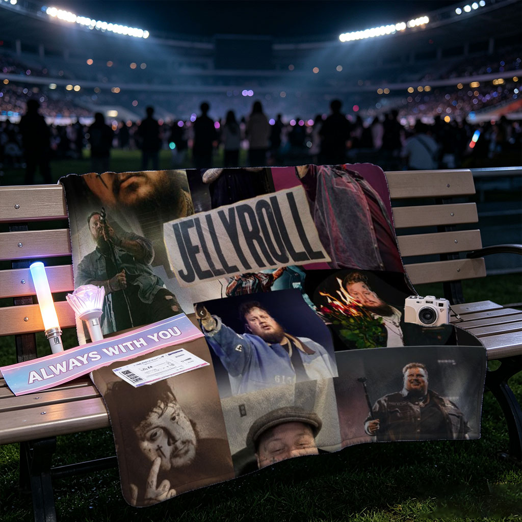 Jelly Roll Live Performance Collage Featuring Multiple Stage and Personal Moments - Blankets