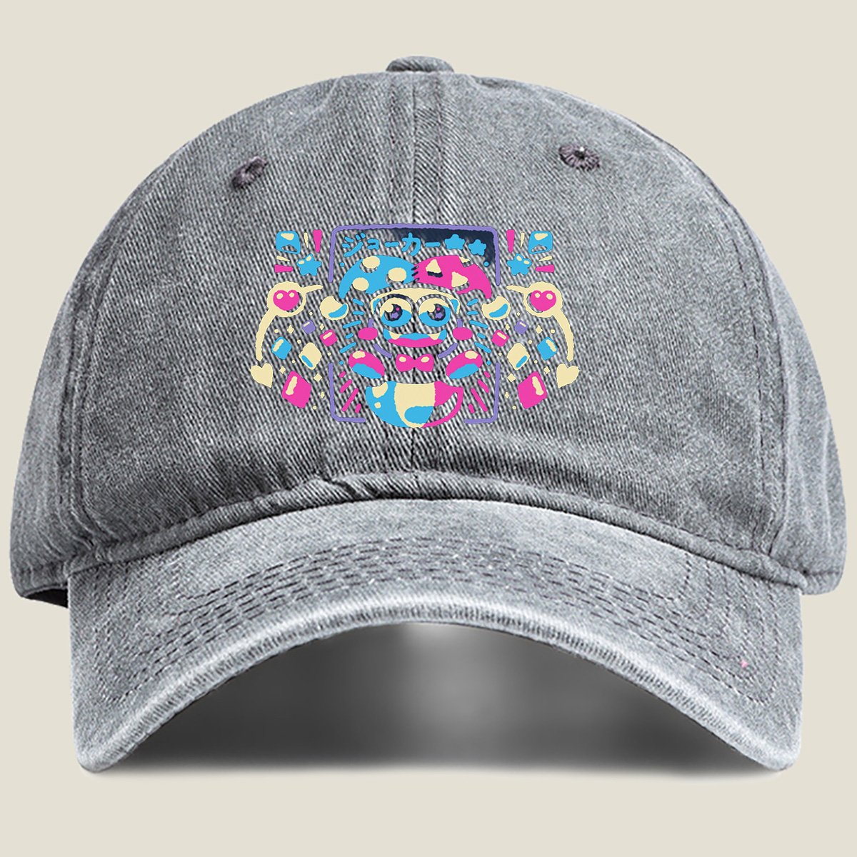 Joker Character Art Design - Washed Denim - Baseball Cap