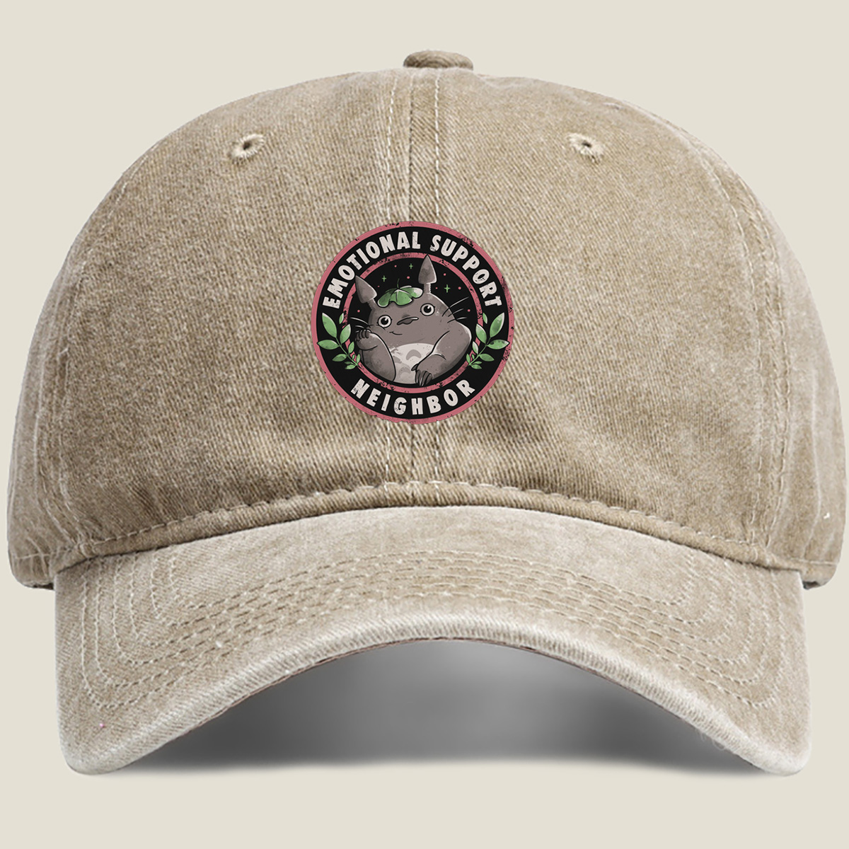 Totoro Emotional Support Neighbor - Washed Denim - Baseball Cap