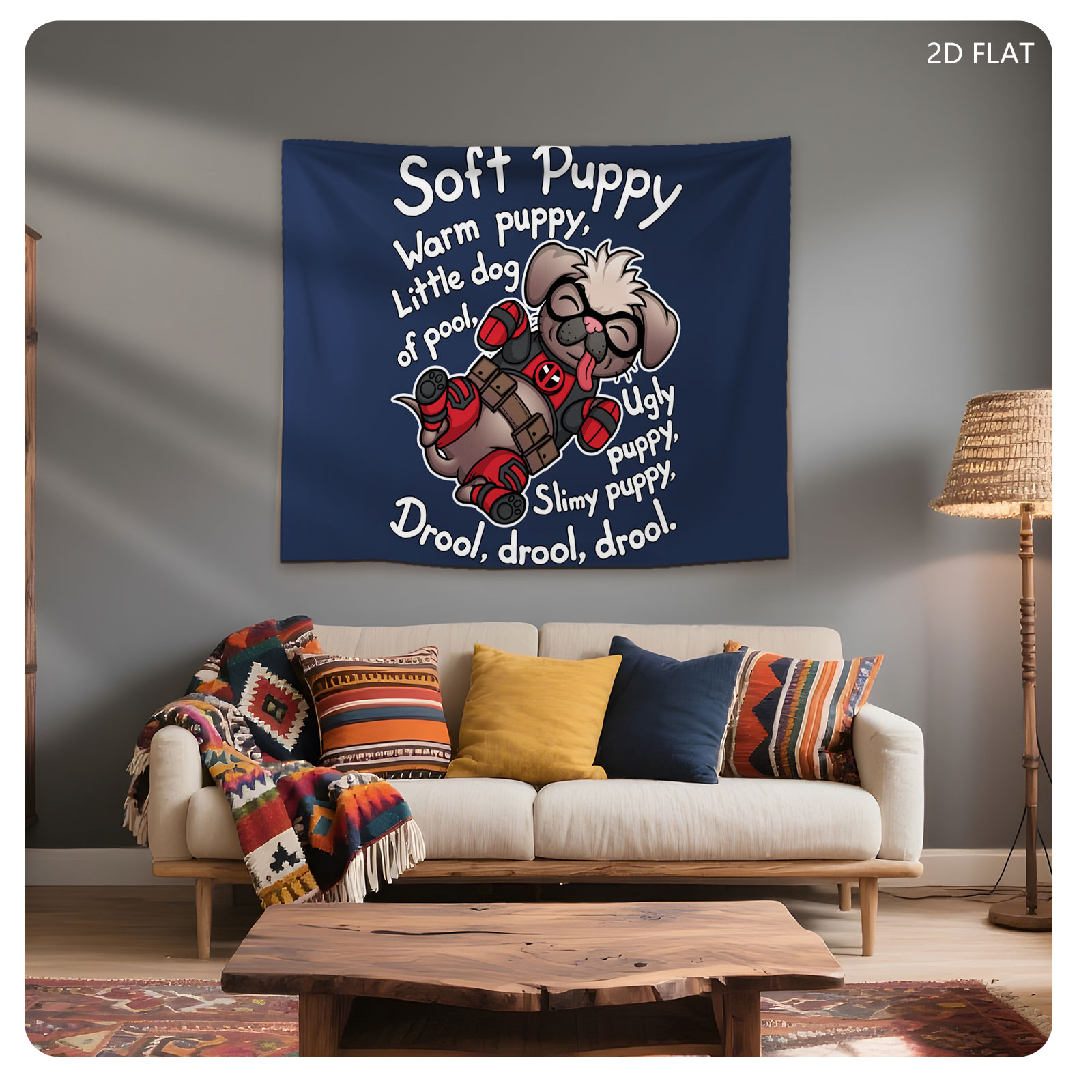 Deadpool Puppy: Soft, Warm, Slimy, Drool-Filled Fun - Tapestry