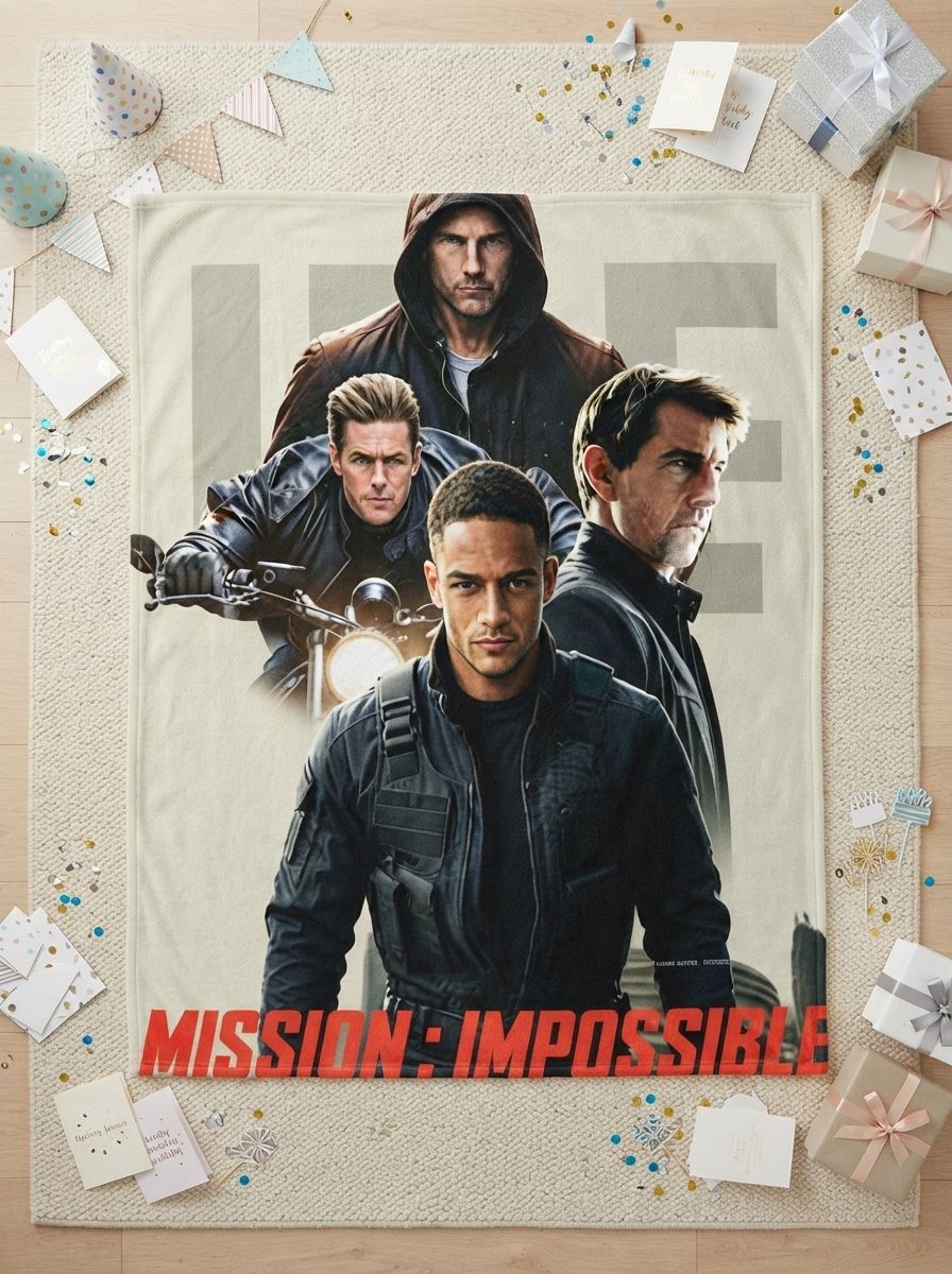 Personalized Custom Face Portrait Flannel Throw Blanket Cinematic Action Movie Poster Style Ultra Soft Lightweight
