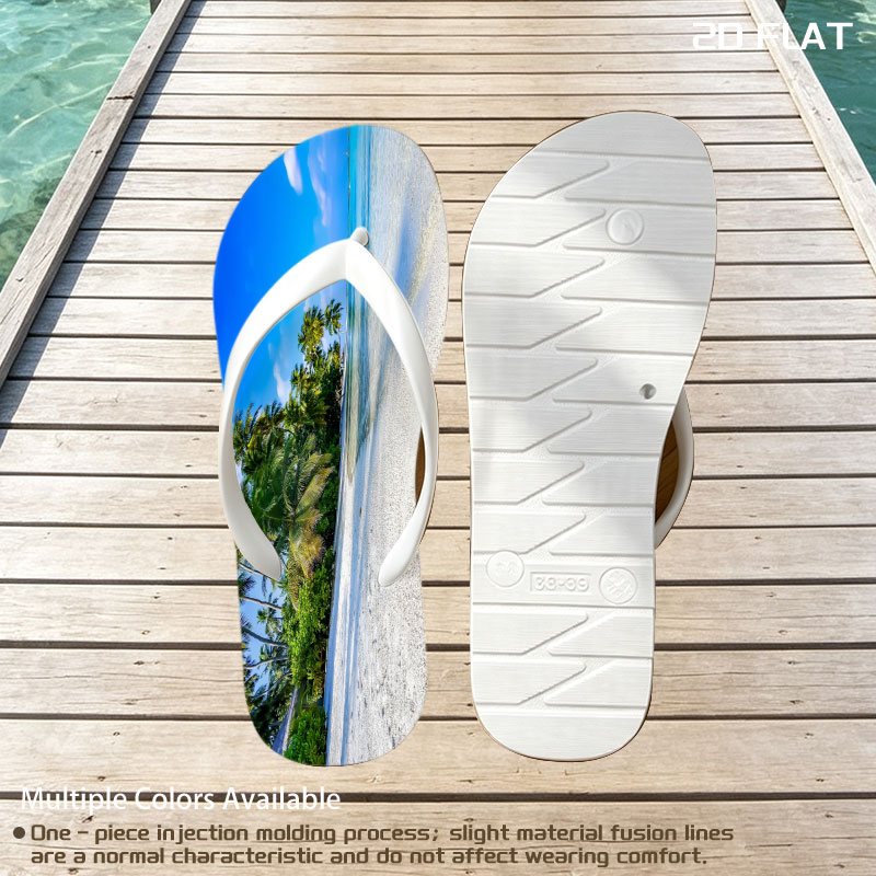 Tropical Beach with Palm Trees and Crystal Clear Water -  flip-flops