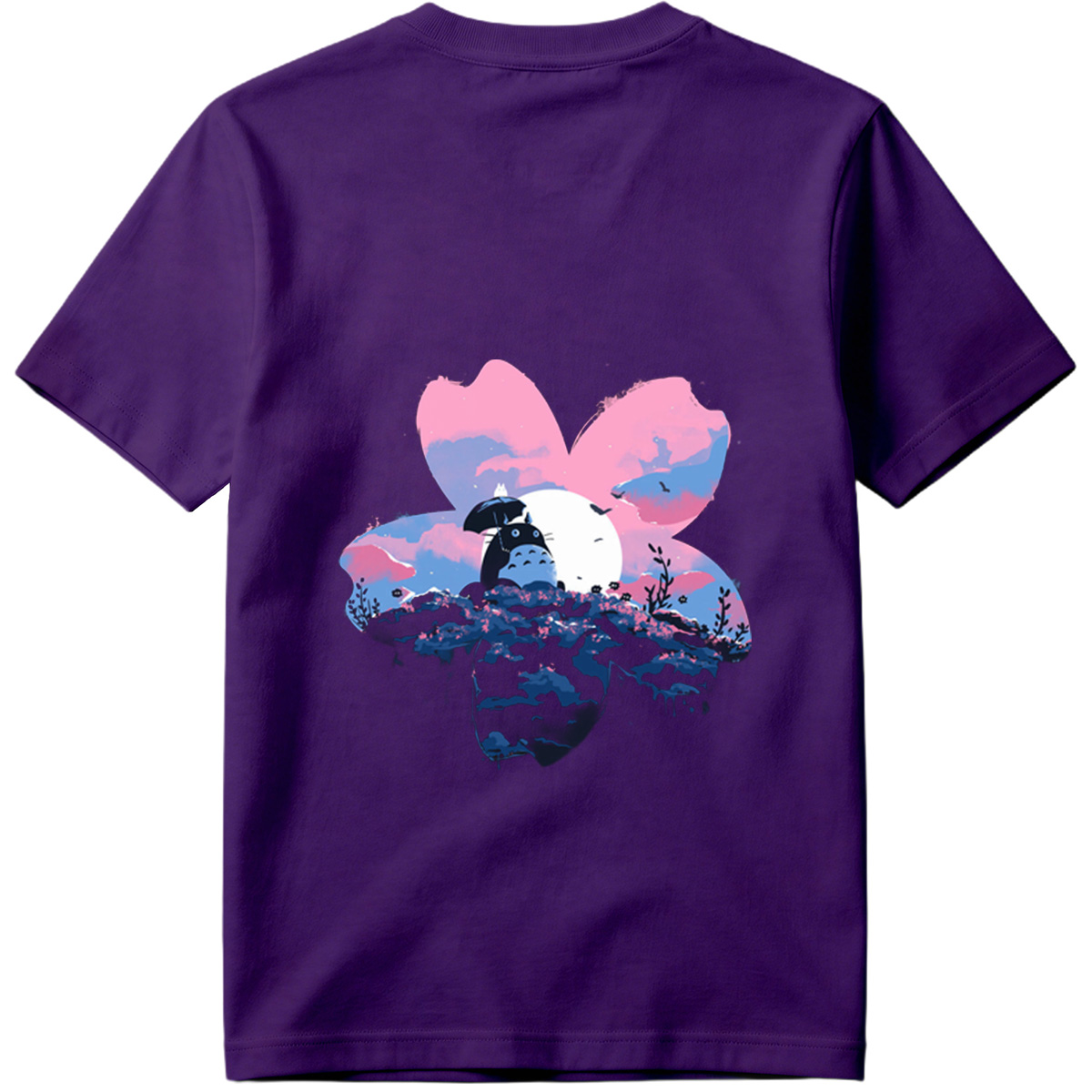 Totoro Under Cherry Blossom Moon - Tee