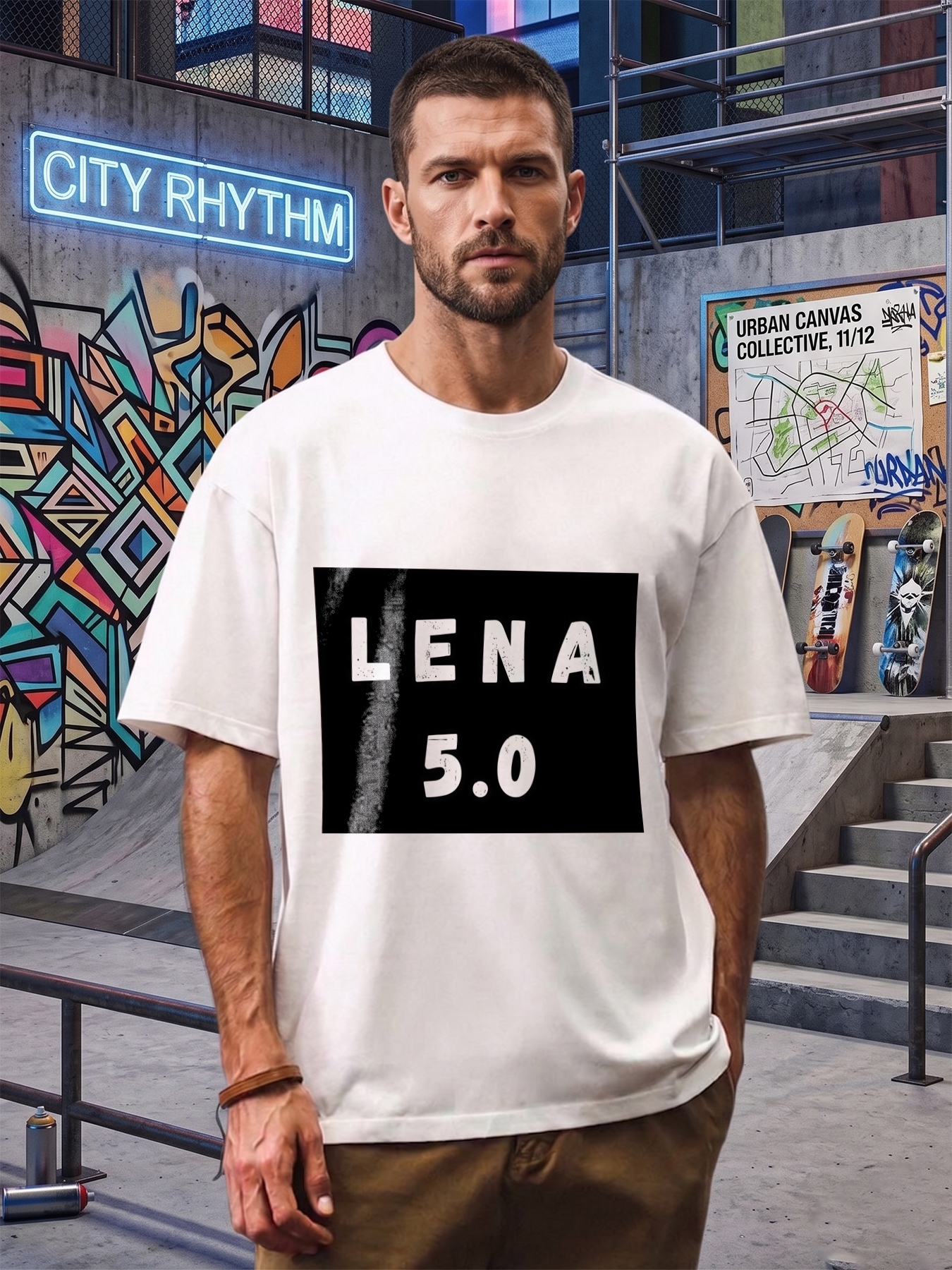 Men's Printed T-Shirt Lena 5.0 Graphic Text Design Casual Round Neck Summer Lightweight Breathable Short Sleeve T-Shirt for Daily Wear and Street Style Adults