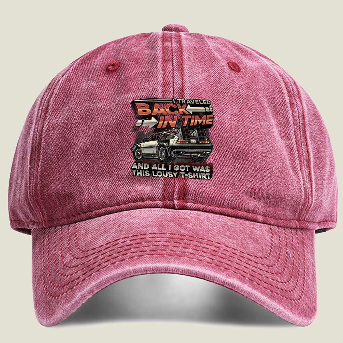 Back to the Future - DeLorean Time Machine T-Shirt - Washed Denim - Baseball Cap
