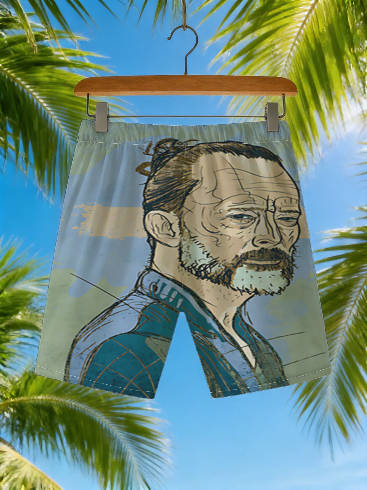 Tilda Swinton as a Wise Elder in a Fantasy Portrait -  Beach shorts