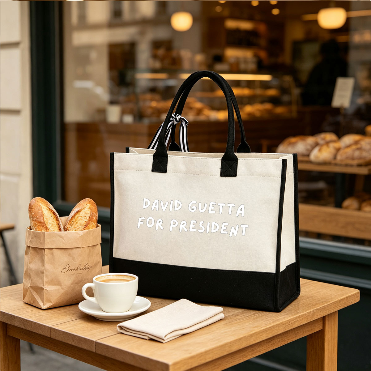 David Guetta for President - Canvas patchwork gift tote bag