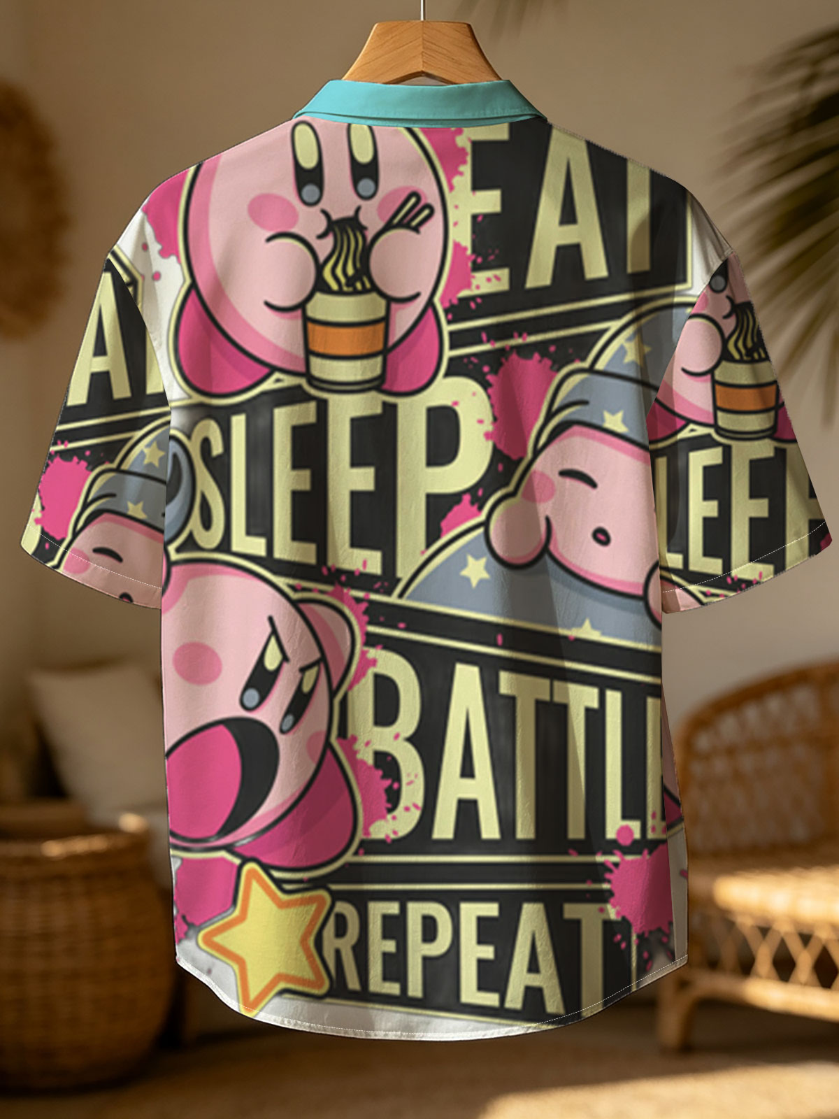 Kirby Eat Sleep Battle Repeat - Pink Star Warrior Adventure -  Shirt