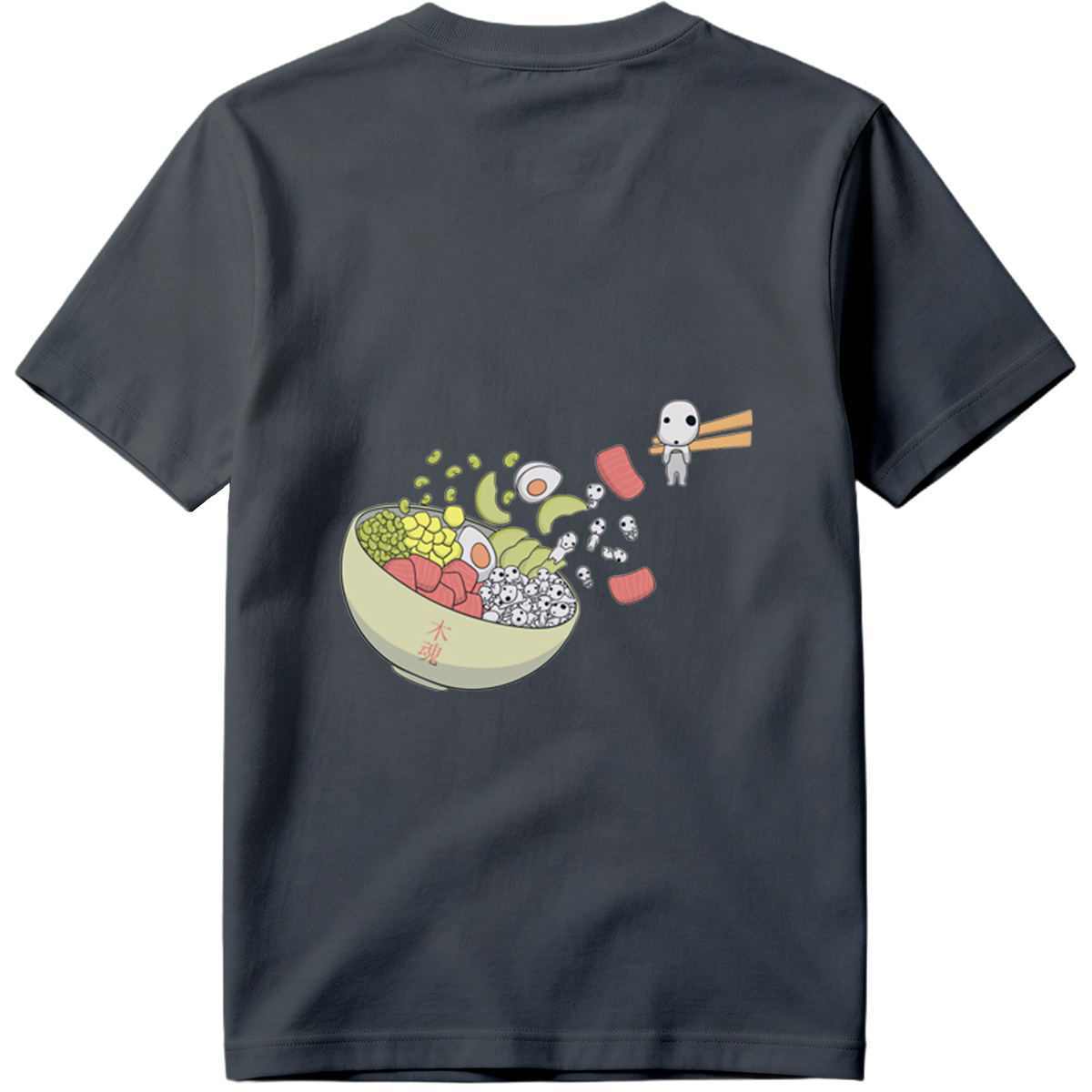 Kawaii Food Bowl with Kodama Characters - Tee