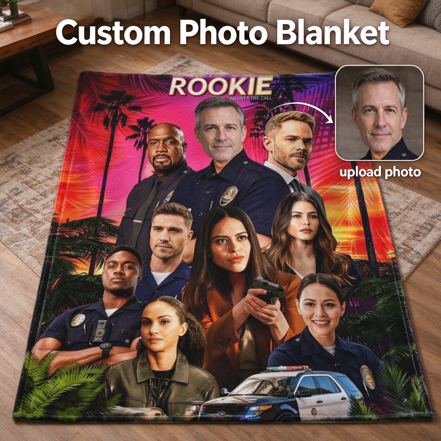 Custom Face Photo Flannel Fleece Blanket, Personalized Movie Poster Throw, Cozy Plush Bed Couch Gift