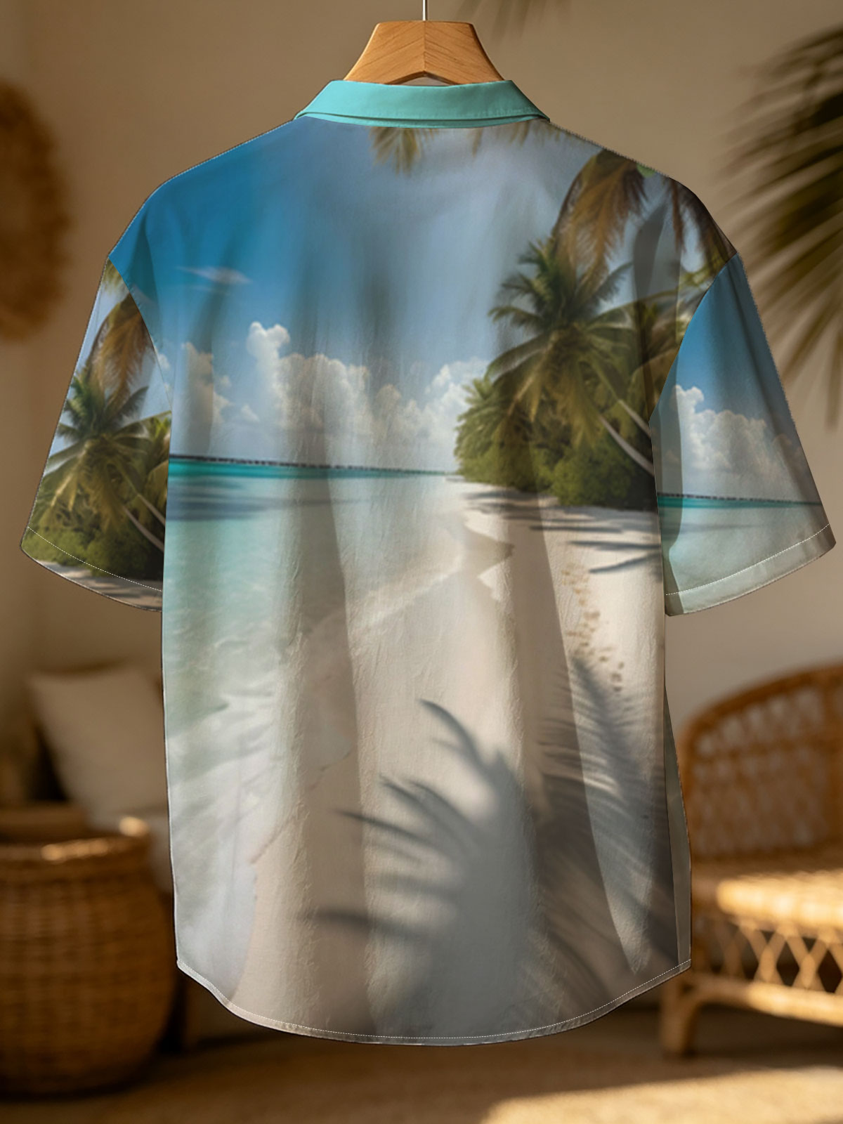Tropical Beach with Palm Shadows and Crystal Clear Water -  Shirt