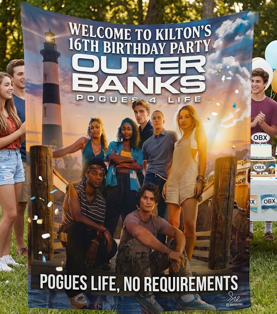 Custom Face Blanket Outer Banks Pogues 4 Life Flannel Blanket Perfect for Fans of the Series Ideal Gift or Giveaway for Teen TV Show Enthusiasts
