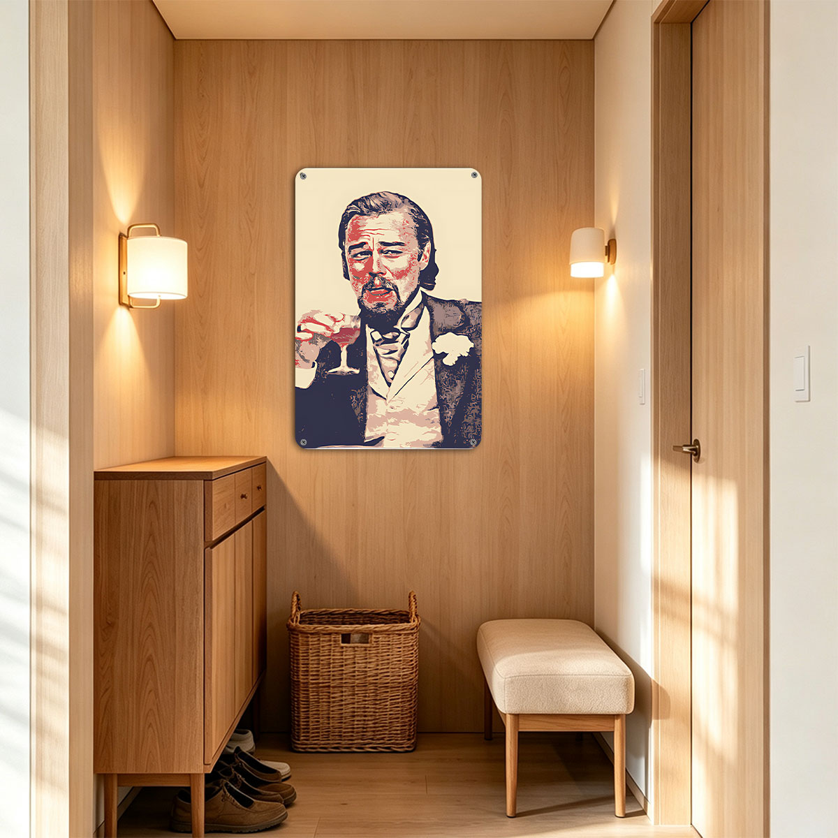 Leonardo DiCaprio as Jay Gatsby holding a cocktail - painting