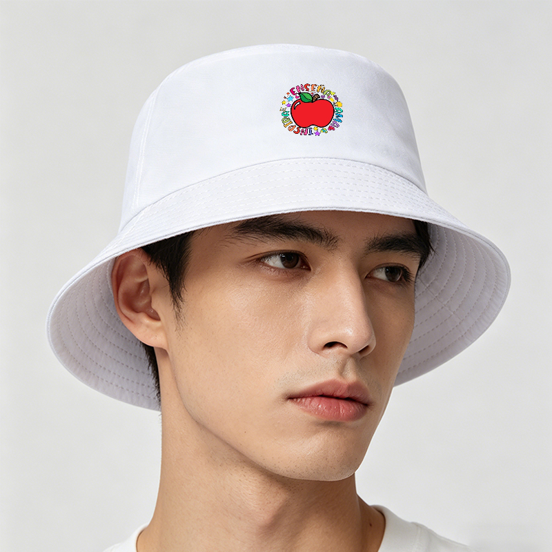 Unisex Bucket Hat with Colorful Apple and 