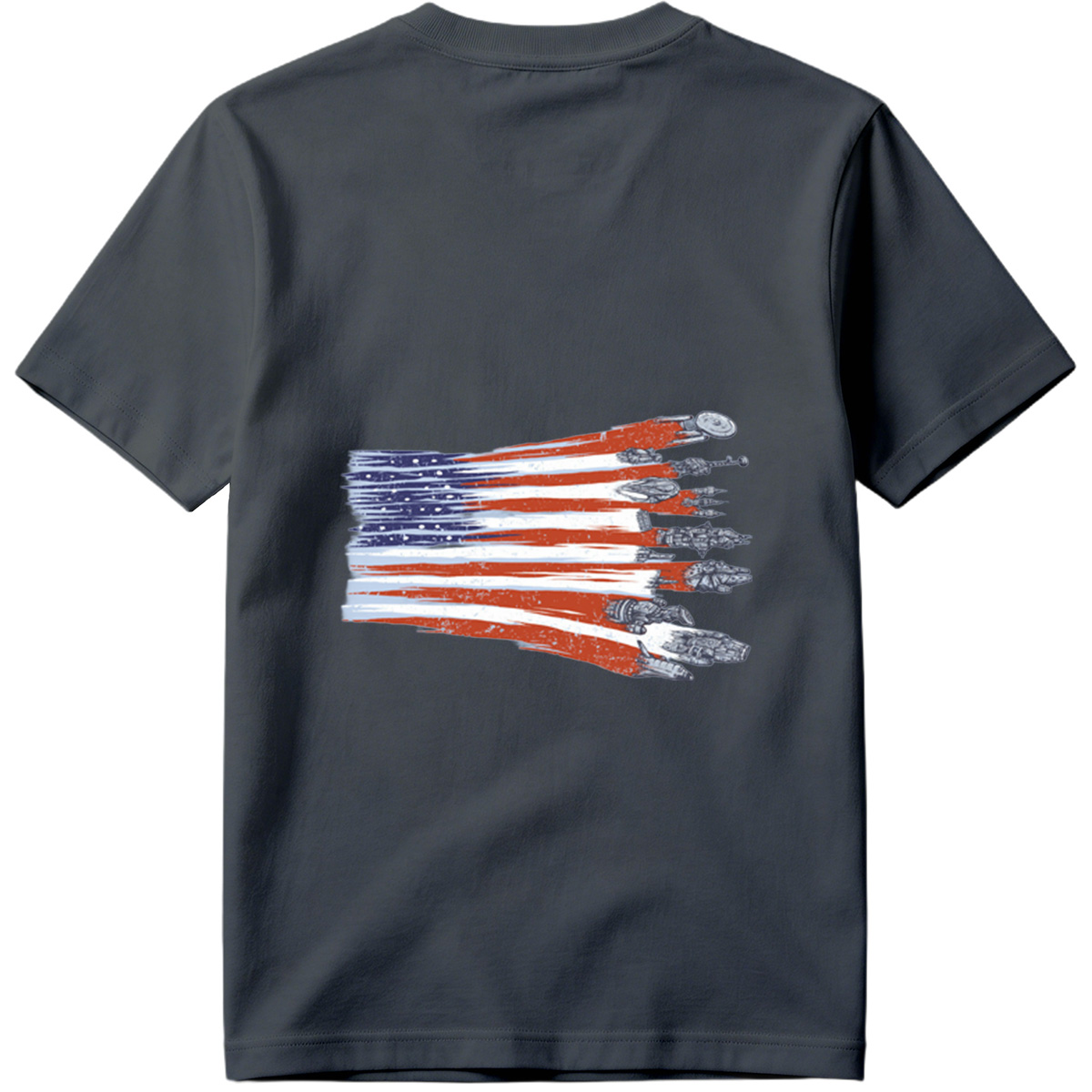 Star Trek and Star Wars Ships in American Flag Design - Tee