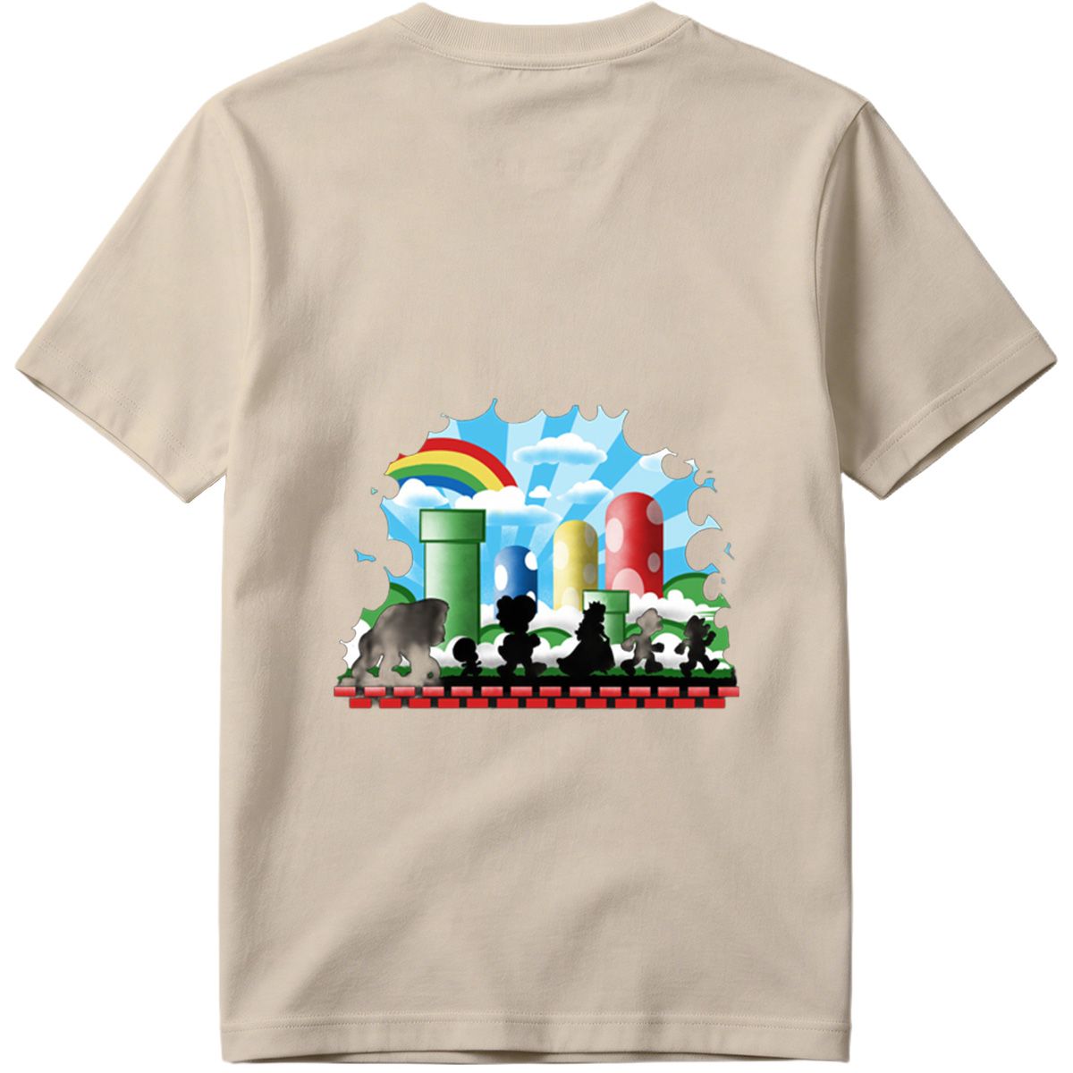 Super Mario Silhouettes: Koopa, Toad, Princess, Mario, and Luigi - Tee
