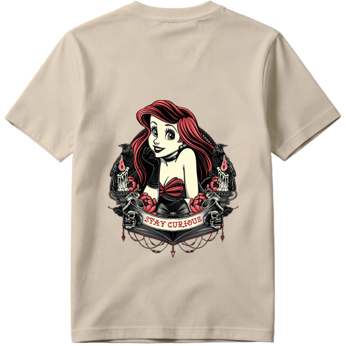 Ariel Stay Curious Gothic Design - Tee