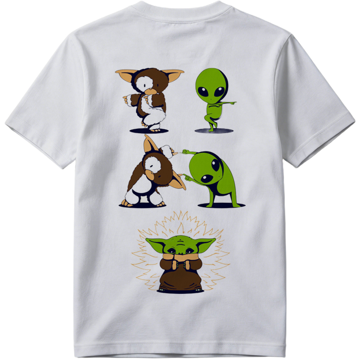 Diddy Kong, Alien, and Baby Yoda in Playful Poses - Tee