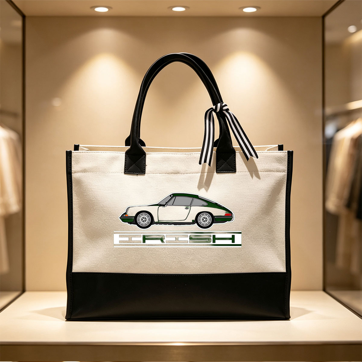 Irish Porsche 911 Classic Car Design - Canvas patchwork gift tote bag
