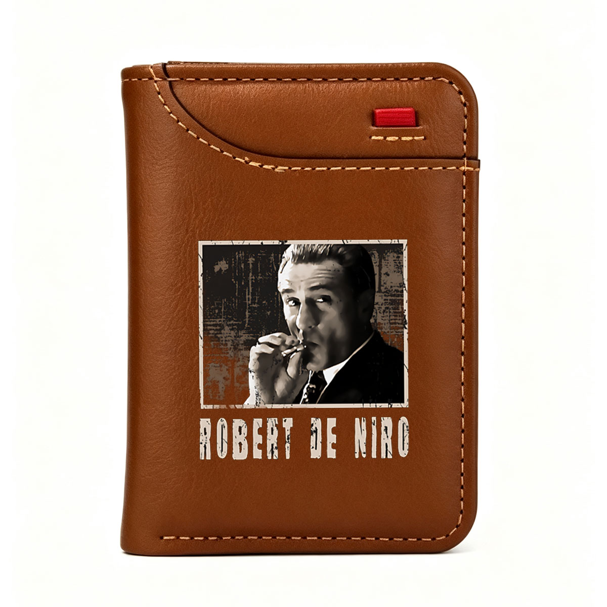 Robert De Niro Smoking Cigar in Classic Black and White Portrait - Vertical Style Wallet